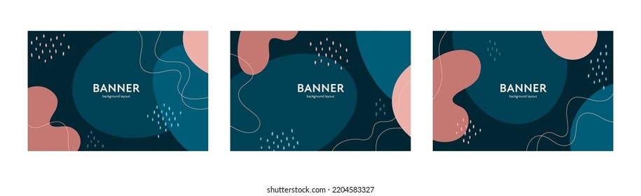 Abstract banner template set. Vector colorful trendy horizontal design illustration. Collection of black and pink frame with geometric shape and line on nature background for sale offer, invitation
