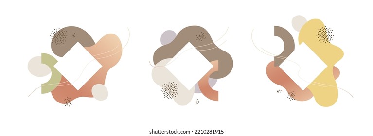 Abstract banner template set. Vector colorful trendy design illustration. Collection of pastel color frame with square for text isolated on white background for sale business offer, invitation card