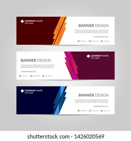 Abstract banner template, simple and clean vector design with three different color in white background copy space.