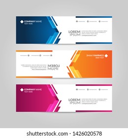 Abstract banner template, simple and clean vector design with three different color in white background copy space.