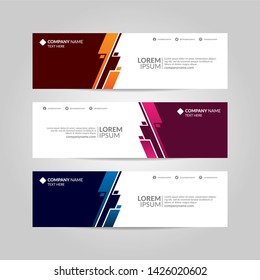 Abstract banner template, simple and clean vector design with three different color in white background copy space.