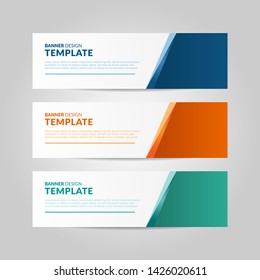 Abstract banner template, simple and clean vector design with three different color in white background copy space.