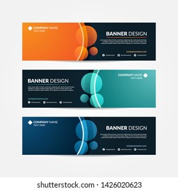 Abstract banner template, simple and clean vector design with three different color in dark background copy space.