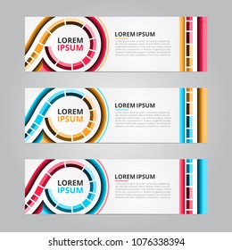 Abstract banner template for web, set of different colors