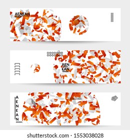 Abstract banner templates with circle filled with bright colored stripes on white. Dynamic modern design with geometric shapes. Simple colorful futuristic elements.