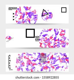 Abstract banner templates with circle filled with bright colored stripes on white. Dynamic modern design with geometric shapes. Simple colorful futuristic elements.