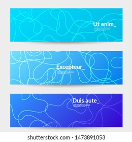 Abstract banner templates with curvy lines on bright gradient. Wavy  background.