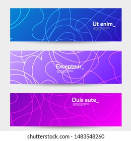 Abstract banner templates with curvy lines on bright gradient. Wavy  background.