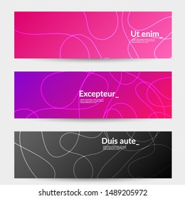Abstract banner templates with curvy lines on bright gradient. Wavy  background.