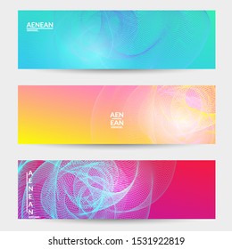 Abstract banner templates with curvy lines on bright gradient. Wavy blended simple background. Minimal modern design for marketing technology