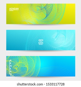Abstract banner templates with curvy lines on bright gradient. Wavy blended simple background. Minimal modern design for marketing technology