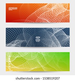 Abstract banner templates with curvy lines on bright gradient. Wavy blended simple background. Minimal modern design for marketing technology