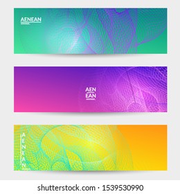 Abstract banner templates with curvy lines on bright gradient. Wavy blended simple background. Minimal modern design for marketing technology
