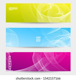 Abstract banner templates with curvy lines on bright gradient. Wavy blended simple background. Minimal modern design for marketing technology