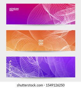 Abstract banner templates with curvy lines on bright gradient. Wavy blended simple background. Minimal modern design for marketing technology