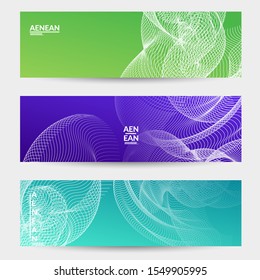 Abstract banner templates with curvy lines on bright gradient. Wavy blended simple background. Minimal modern design for marketing technology
