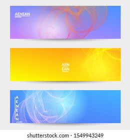 Abstract banner templates with curvy lines on bright gradient. Wavy blended simple background. Minimal modern design for marketing technology