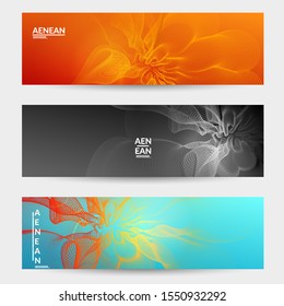 Abstract banner templates with curvy lines on bright gradient. Wavy blended simple background. Minimal modern design for marketing technology