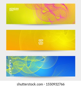 Abstract banner templates with curvy lines on bright gradient. Wavy blended simple background. Minimal modern design for marketing technology