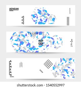 Abstract banner templates with hexagon filled with bright colored stripes on white. Dynamic modern design with geometric shapes. Simple colorful futuristic elements.
