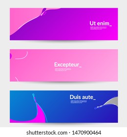 Abstract banner templates with wavy gradient shapes and curvy lines. Wavy  background.