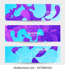 Abstract banner templates with wavy gradient shapes and curvy lines. Wavy  background.