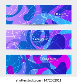 Abstract banner templates with wavy gradient shapes and curvy lines. Wavy  background.