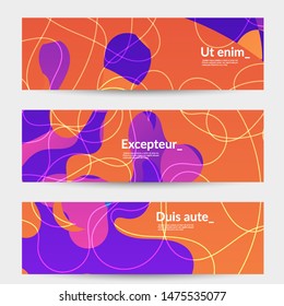 Abstract banner templates with wavy gradient shapes and curvy lines. Wavy  background.