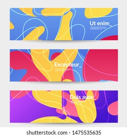 Abstract banner templates with wavy gradient shapes and curvy lines. Wavy  background.
