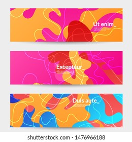 Abstract banner templates with wavy gradient shapes and curvy lines. Wavy  background.