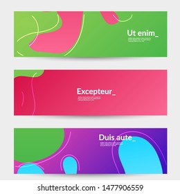 Abstract banner templates with wavy gradient shapes and curvy lines. Wavy  background.