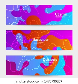 Abstract banner templates with wavy gradient shapes and curvy lines. Wavy  background.