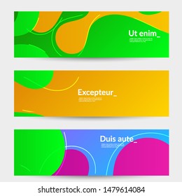 Abstract banner templates with wavy gradient shapes and curvy lines. Wavy  background.