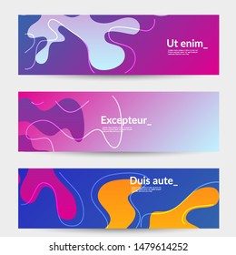 Abstract banner templates with wavy gradient shapes and curvy lines. Wavy  background.