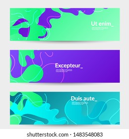 Abstract banner templates with wavy gradient shapes and curvy lines. Wavy  background.