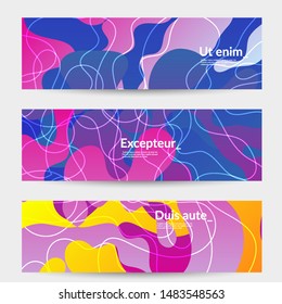 Abstract banner templates with wavy gradient shapes and curvy lines. Wavy  background.