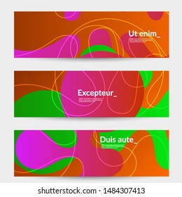 Abstract banner templates with wavy gradient shapes and curvy lines. Wavy  background.