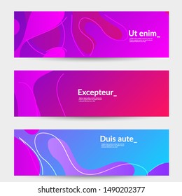 Abstract banner templates with wavy gradient shapes and curvy lines. Wavy  background.