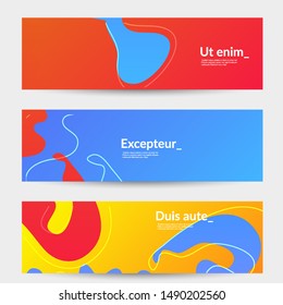 Abstract banner templates with wavy gradient shapes and curvy lines. Wavy  background.