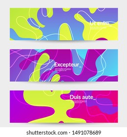 Abstract banner templates with wavy gradient shapes and curvy lines. Wavy  background.