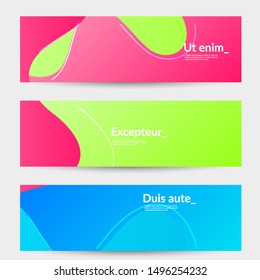 Abstract banner templates with wavy gradient shapes and curvy lines. Wavy  background.