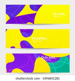 Abstract banner templates with wavy gradient shapes and curvy lines. Wavy  background.