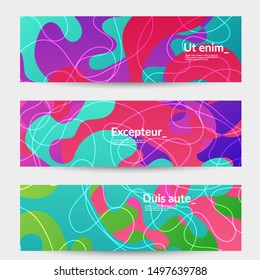 Abstract banner templates with wavy gradient shapes and curvy lines. Wavy  background.