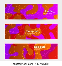 Abstract banner templates with wavy gradient shapes and curvy lines. Wavy  background.