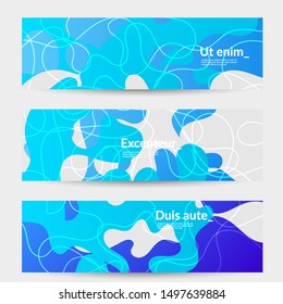 Abstract banner templates with wavy gradient shapes and curvy lines. Wavy  background.