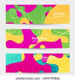 Abstract banner templates with wavy gradient shapes and curvy lines. Wavy  background.