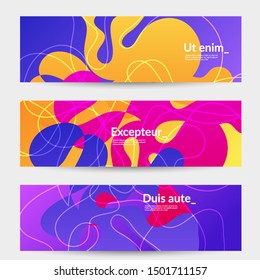 Abstract banner templates with wavy gradient shapes and curvy lines. Wavy  background.