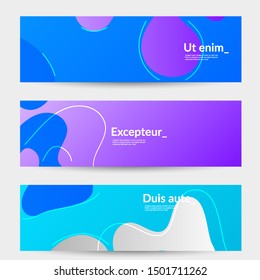 Abstract banner templates with wavy gradient shapes and curvy lines. Wavy  background.