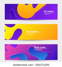 Abstract banner templates with wavy gradient shapes and curvy lines. Wavy  background.