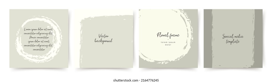 Abstract banner with textural geometric shapes in pastel gray colors. Set of neutral vector frames, backgrounds for postcard, presentations, poster, social media post, advertising